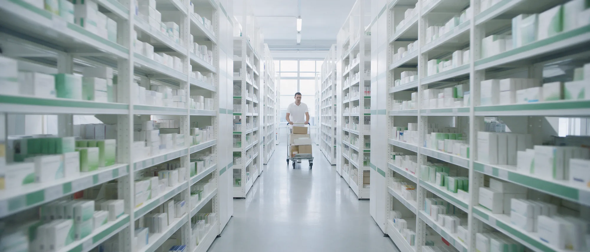 Depoja farmaceutike e Ermed — rafte me produkte të organizuara